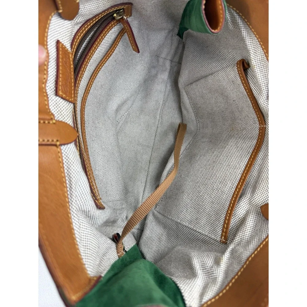 Dooney Bourke Florentine Leather Large Zip Barlow Satchel Handbag Purse Natural